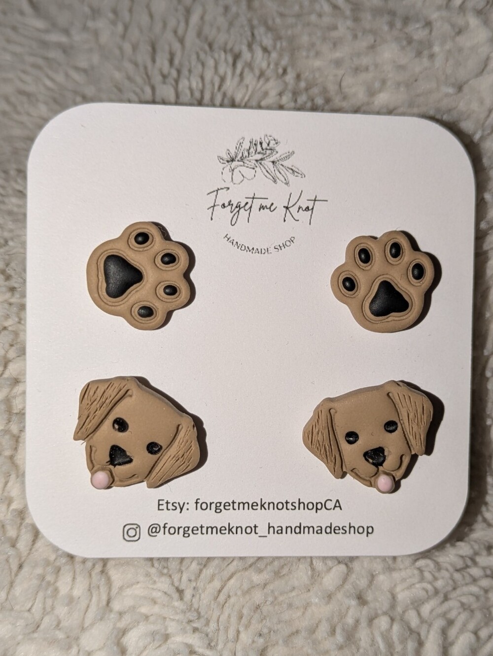 Dog Earrings Made From Clay And Stainless Steel